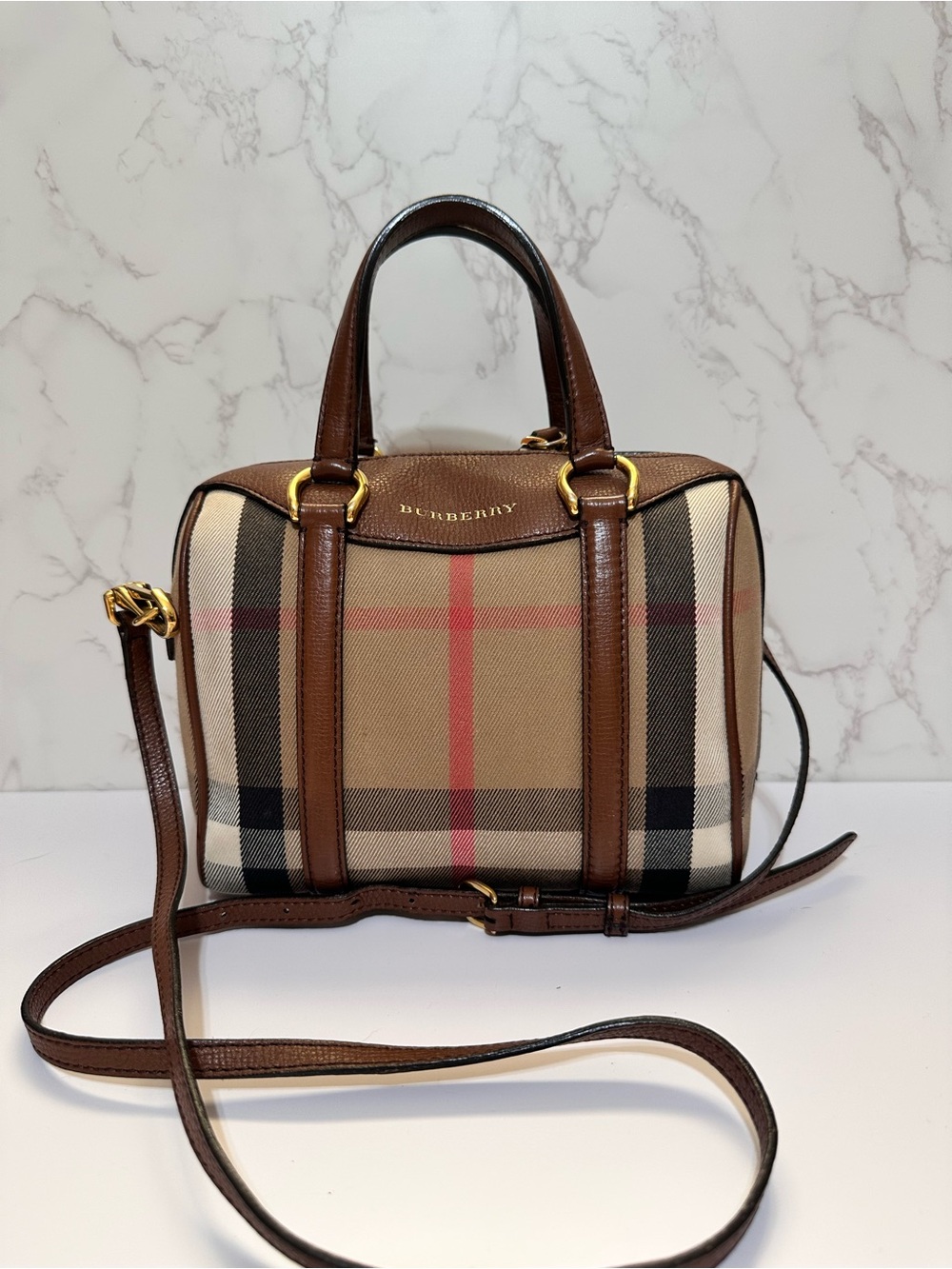 BURBERRY ❤️🌟CLASSIC HOUSE CHECK BOSTON SATCHEL BAG ⭐️